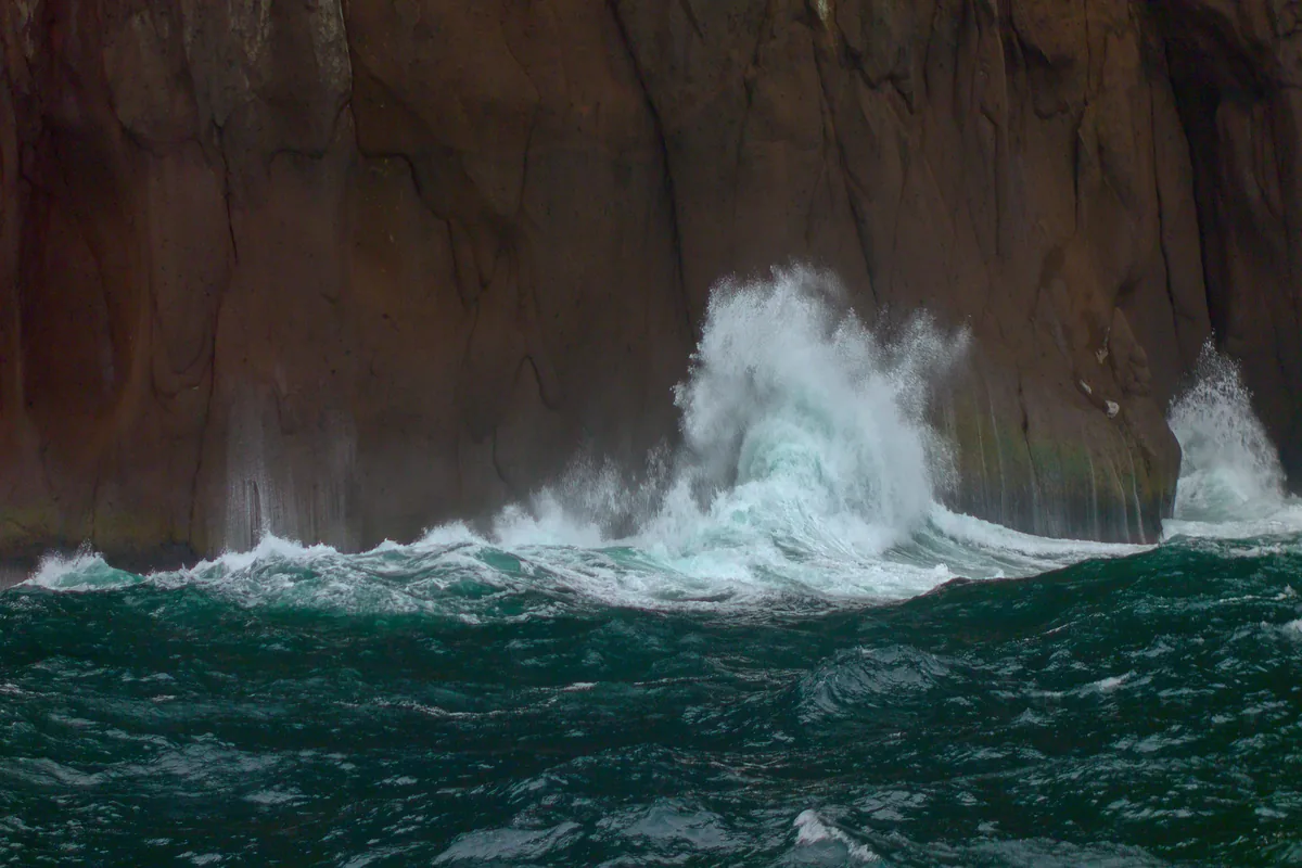Cliffs at Neptune's Bellows, the entrance to Deception Island's flooded caldera
