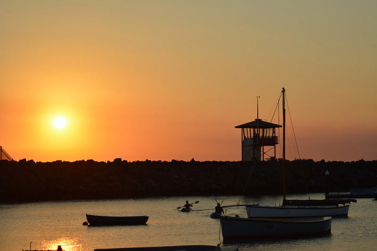 St Kilda Pier breakwater at sunset